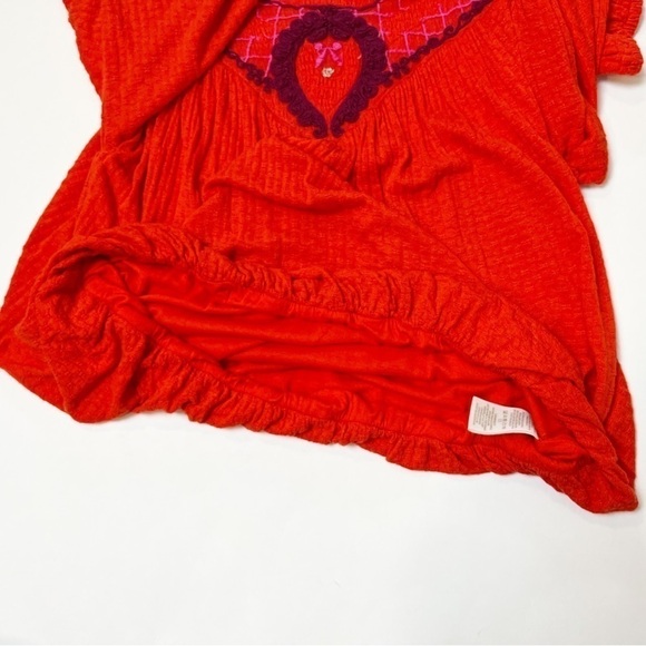 Free People Begonia Top red embroidered flowy boho blouse long sleeve bohemian - Picture 9 of 12